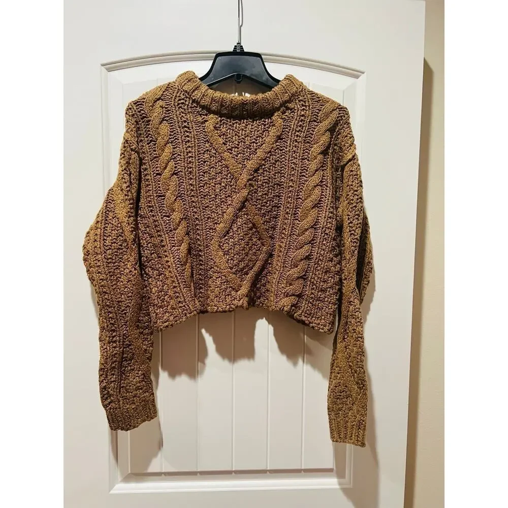 NWT❤️Free People Women Cutting Edge Cotton Cable Sweater szXS